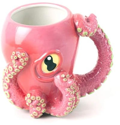 Bistic Rosa Octopus Keramik 3D Kaffeetasse mit Tentakel Griff