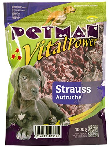 petman Vital Power Strauß, 20 x 1000g-Beutel, Tiefkühlfutter, gesunde, natürliche Ernährung für Hunde, Hundefutter, Barf, B.A.R.F.