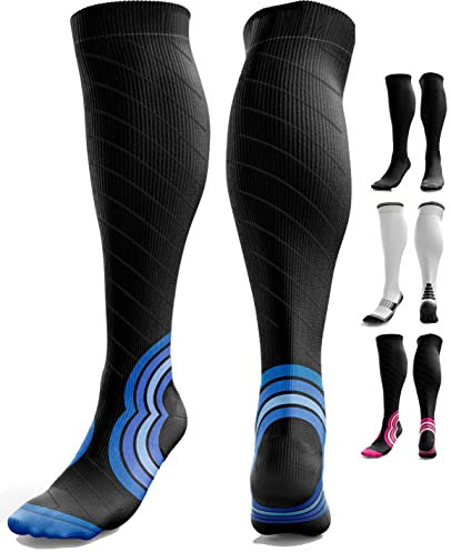 aZengear Kompressionsstrümpfe für Damen Herren (20-30 mmHg Klasse 2) Stützstrümpfe Medizinisch Kompressionssocken Waden Kompression für Laufen Reise Flug Sport Schwangerschaft (L/XL)
