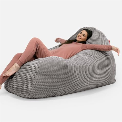 Lounge Pug, Riesen Sitzsack Couch, Sitzsack Sofa, Cord Schiefergrau