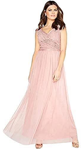 Little Mistress Damen Partykleid Rose Lace Maxi, Pink (Rose 001), Gr. 40 (12 UK)