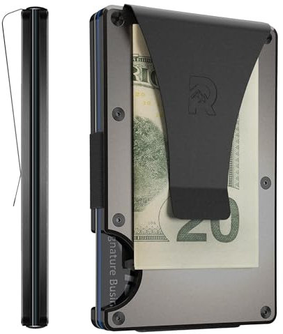The Ridge Minimalistische RFID authentische Metall Geldbörse (Geldscheinklammer) Einheitsgröße Silber