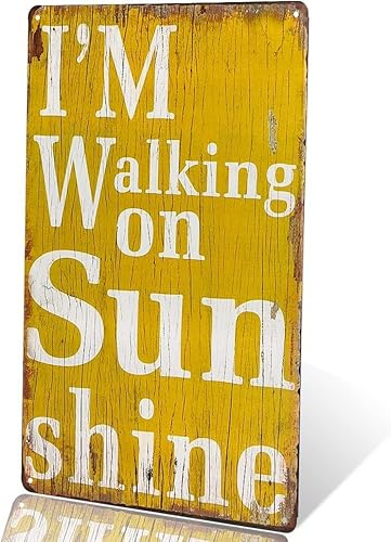 Yunuo Metallschild mit Aufschrift Walking on Sunshine, Vintage-Stil, Kunstposter, Café, Bar, zum Aufhängen