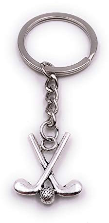 H-Customs Golfschläger Golf Ball Rasensport Sport Silber Schlüsselanhänger Anhänger