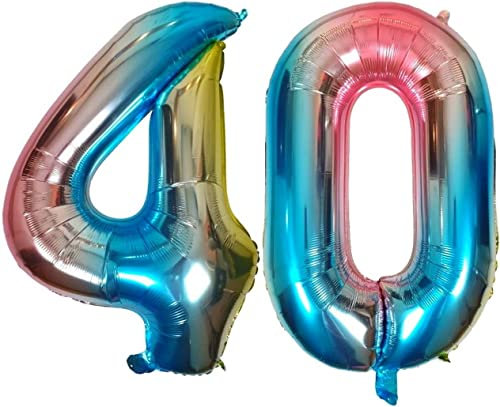 DIWULI XL Zahl 40 Luftballon, Zahlen-Ballon 40, Zahlen-Luftballon 40, Folien-Ballon 40, 40. Geburtstag Dekoration