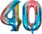 DIWULI XL Zahl 40 Luftballon, Zahlen-Ballon 40, Zahlen-Luftballon 40, Folien-Ballon 40, 40. Geburtstag Dekoration