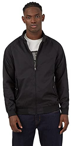 Ben Sherman Men's Signature Harrington Blouson Plain Button Front Long Sleeve Jacket, Black (Black 290), Xx-Large (Manufacturer Size: XXL)