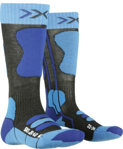 X-Socks Ski Jr 4.0, Calcetines, Unisex niños, Anthracite Melange/Electric Blue, 24-26