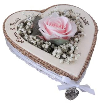 Hochzeit Ringkissen Ringhalter Herz Rose Loveliness rosa für Eheringe mit Namen
