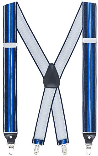 GENTS ONLY Herren Hosenträger X-Form 01745 (Einheitsgröße, 07 Blau-Gestreift)