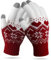 VENI MASEE Winter Touchscreen Handschuhe Schnee Blume Druck halten warm für Frauen und Männer - Damen Lieberot,20cm