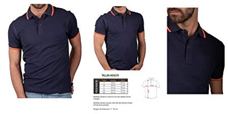DH Camiseta Polo con Bandera de España en Cuello y puños. Tejido de Piqué de 100% Algodón. Varias Tallas. (Talla XL)