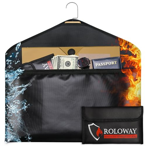 ROLOWAY Hanger Diversion Fireproof Safe, Hidden Compartment for Home & Travel, Secret Safe for Cash Hiding Under Clothes with Small Fireproof Bag