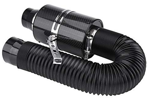 Kit filtro aria fredda in fibra di carbonio 76mm 3 Scatola filtro antirumore a induzione universale di aspirazione aria fredda con tubo di aspirazione
