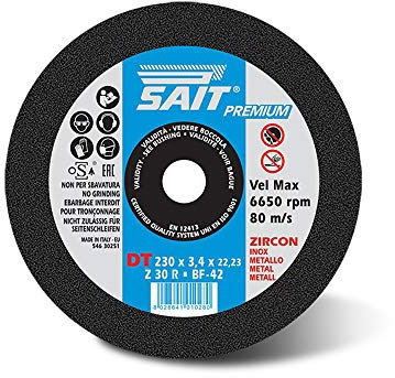 Sait 01080 - Disco da taglio Premium-DT Z 30 R con parte centrale a tartaruga, 230 mm x 4,6 mm, 50 pezzi