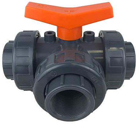 well2wellness® PVC 3-Wege Kugelhahn 1 1/2 Innengewinde | T-Bohrung