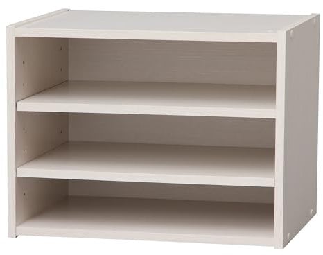 Iris Ohyama, Kleines Aufbewahrungsmöbel, Nachttisch, Beistellmöbel, Nachttisch, 3 verstellbare Regale alle 3.2 cm, Stabil, Büro, Schlafzimmer, Wohnzimmer - Stack Box STB-400T - Eiche Weiß