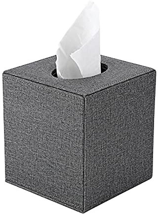 BTSKY Leinen Haushalt Büro Würfel Seidenpapierhalter Quadratische Taschentuchbox Cover Case Serviettenhalter (grau)