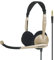 Koss CS100i TRRS - Cuffie di comunicazione su orecchio bifacciale, microfono elettrotto a cancellazione del rumore, braccio flessibile per microfono, beige e nero