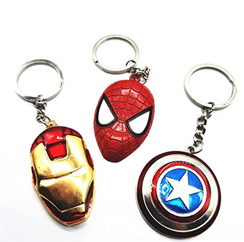 xlwen Unisex Schlüsselanhänger,3 Stück,Marvel Fans Schlüsselbund,The Avengers Schlüsselring,Schlüsselbund Marvel,Drei Stile,Jungen und Mädchen gleichermaßen