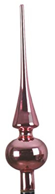Kaemingk Christbaumspitze Glas 26cm hoch, D=6cm Weihnachtsbaumspitze rosa pink Lippenstiftrosa glänzend