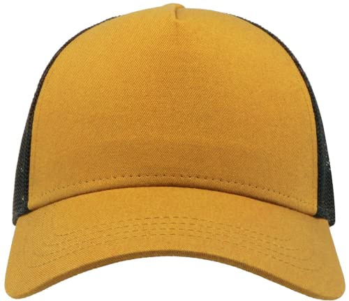 COOZO Unisex Rapper Baumwolle 5 Tafel Trucker-Kappe - Senf/Schwarz