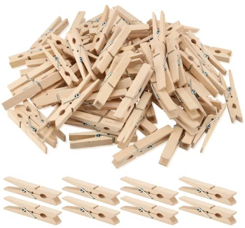 MANCHAP 150 mollette in legno grandi, 7,2 cm, mollette in legno senza molla per vestiti, foto, artigianato