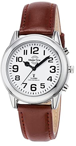 Master Time Funk Quarz Sprechende Herren Uhr Analog mit Leder Armband MTGA-10806-21L