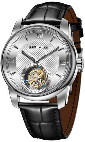 OBLVLO Top-Marke Herren-Armbanduhr, luxuriös, Tourbillon, Automatikuhr, Luxus-Leder, wasserdichte Uhr für Herren, SK-Tour, Sk-tour-ywb, Modern