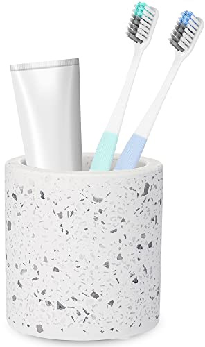 Diatomite Toothbrush Holder, BOJDOPIE Water Absorption Quick Drying Bathroom Countertop Organizer, Stand Cup for Toothpaste Makeup Brushes Razors (White)