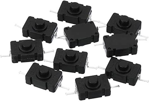 PATIKIL Latching Push Button Switch, 10 Pcs KAN-28 Needle Pin On/Off Self-lock AC 250V 1.5A Micro Switch for Flashlight Light Wall Outlet, Black