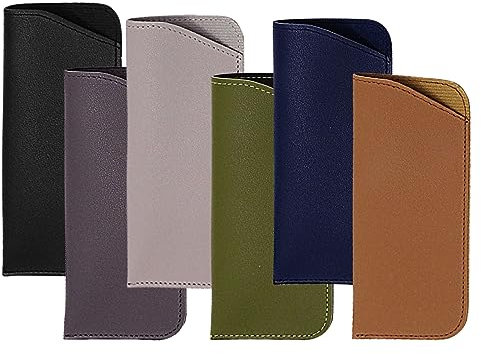 RZMZBY 6 Pezzi Custodie Morbide per Occhiali,Custodia per occhiali Soft Shell portatile,Custodia per Occhiali in Pelle,per Protezione Occhiali e Conservazione, Unisex