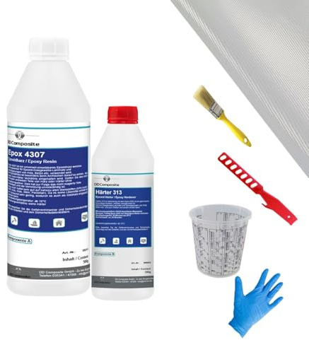 DD Composite Reparatursets Epoxidharz mit Härter, Glasfilamentgewebe und Zubehör für Auto, Boot, Modellbau