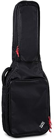 PURE GEWA Gitarren Gig-Bag Serie 120 für Westerngitarre, schwarz, 20 mm Schaumstoffpolsterung mit großer Notentaschen und Zubehörtasche