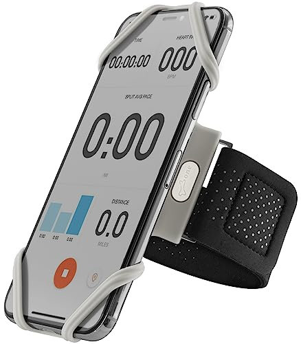 Bone Running Armband,iPhone Holder For Running, Universal Running Phone Armband for Apple iPhone 14 13 12 Pro Max XS XR X Samsung Galaxy S21 S20 A52 A42 Note 20 10 (Grey L) Run Tie series