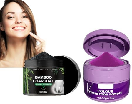 Dyceittdia 2pcs Poudre Blanchiment Des Dents, Charbon de bambou en Poudre pour les Dents et v34 Whitening Tooth Powder, Poudre Dentaire pour le Nettoyage des Dents, 2pcs*30g Toothpastes (07)
