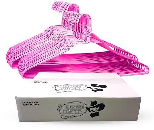 50 Drahtbügel – rosa Metallbügel in Großpackung – 45,7 cm dünn, leicht, biegbar, Standard-Trockenreiniger-beschichteter Stahl