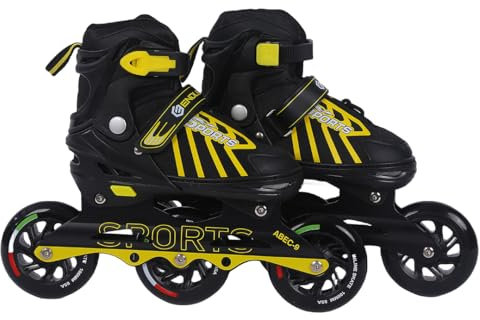 Endless EL1031 Inline Adjustable Skates Large Size 39 EUR (UK 5.5) - 43 EUR (UK 9) for 12 Years and Above | Yellow | Aluminium Chassis and 100 mm PU Three Wheels | with ABEC 9 Bearings | In - Outdoor