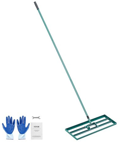 VEVOR Râteau de Nivellement de Pelouse 760x254 mm Raclette à Gazon Manche en Acier 1981 mm Plaque de Base Alliage Aluminium Râteau Niveleur de Pelouse Robuste pour Terrain Cour de Golf Jardin Champs