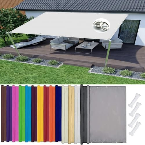 Sonnensegel Sonnenschutz Windschutz 1.6 x 1.7 m Markisenstoff Balkonverkleidung Balkon Terrasse 95% Uv-Schut Windschutz Reißfest Im Viele Größe Und Farben mit Kordel, Weiß