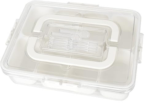 Zimoer Snackschale mit Deckel, Quadratisches Snackteller mit Fächern, Gerichte Lebensmittel Lagerung Behälter Einzelnen Fächern, Snackbox Organizer für SüßIgkeiten Candy Veggie Keks Nüsse Obst (L-2)