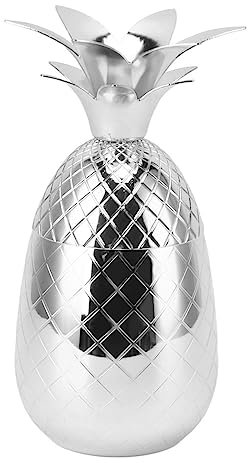Edelstahl-Cocktail-Shaker, Ananas-Form, Großes Fassungsvermögen, Exquisit für Zuhause, Bar, Trink-Shaker (Silver)