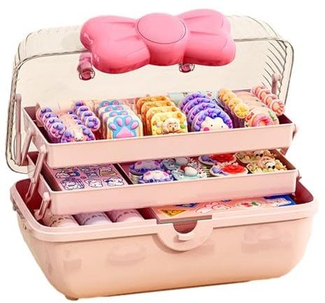 Hair Accessories Storage Box With Organizer for Women and Girls - Jewelry Container for Hair Bands, Clips and Bobbles