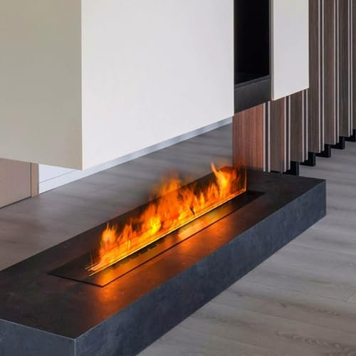 Yclty Foyer Électrique Décoratif, Vapeur d'eau Cheminée Humidificateur avec Flamme D'atomisation 3D, Panneau Ultra Fin de 3mm, Non Chauffant(150cm)