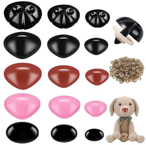 75PCS Bunte Sicherheitsnasen mit Unterlegscheiben,sicherheitsnasen für kuscheltiere,kunststoff sicherheitsnasen,3 Größen Teddybärnase für,Amigurumi Doll Plüsch Tier Häkeltiere machen(12/15/20mm)