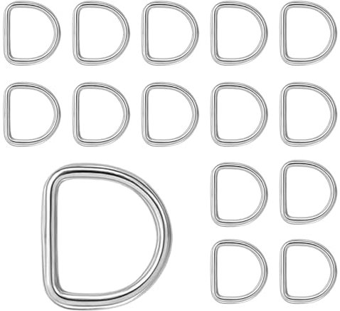 Goiern 15 Stück Lückenlos Metal D Ring, Edelstahl Nahtlose Schweißung Metall D-Ring Schnalle 25mm Halbringe D-Ringe für Rucksack Gürtelschnallen Taschen Gürtel Bastelzubehör