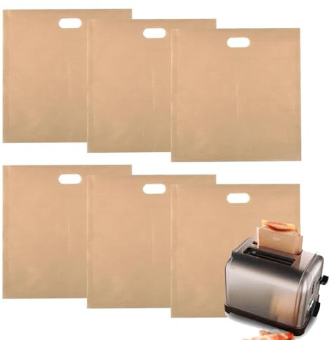 Sacs à Grille Pain Réutilisables, Sacs Grille Pain en Téflon, Sacs à Toaster, 6PCS 16x16.5cm Sac de Cuisson pour Grille-Pain Toastabags Sac pour Sandwich Sachets de Pain pour Pâtisseries