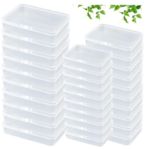 Wanfoou Rectangular Empty Plastic Box, 30 Pack Clear Plastic Beads Storage Containers Box Drawer Organizers with lid for Small Items and Other Craft Projects