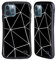 Head Case Designs Offizielle PLdesign Schwarze Dreiecke Weiße Linien Geometrische Muster Hybride Handyhülle Hülle Huelle kompatibel mit Apple iPhone 12 / iPhone 12 Pro