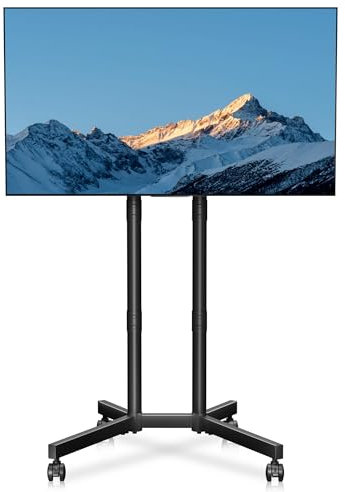 XINLEI Mobile TV Stand with Wheels for Most 32-75 Inch Flat/Curved Screens TVs, Height Adjustable Rolling TV Cart, up to 40kg, Max VESA 600x400, ML70A